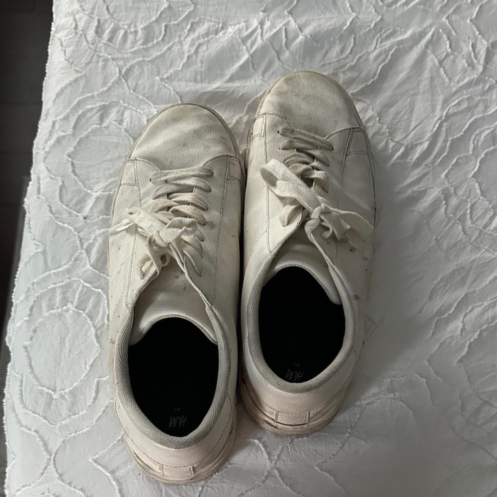 H&M Men's White Low-Top Lace-Up Sneakers